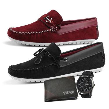 Imagem de Mocassim Masculino Confort  Original  Kit 2 Pares LA FAIRE  - Vermelho e Preto-Masculino