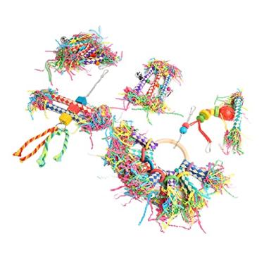 Imagem de Brinquedos de Papel Triturador de Pássaros 5 Peças Presente para Pássaros Brinquedos Trituradores de Pássaros Coloridos Configuração Fácil para Pássaros de Estimação