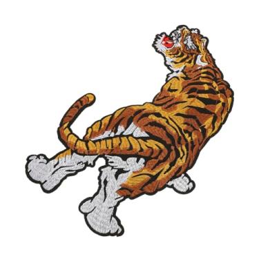 Imagem de NUOBESTY Adesivos de pano bordado de tigre jaquetas de camisa ferro em remendos jeans roupas animal costurar remendos apliques de remendos de animais locomotiva placa uniforme de cavaleiro