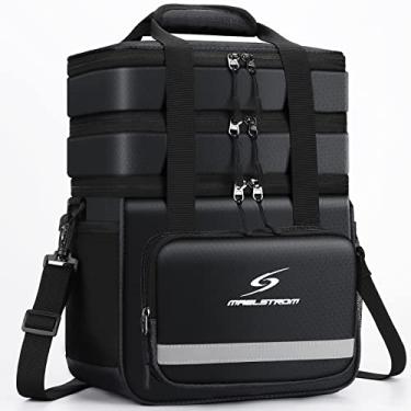 Imagem de Maelstrom Lancheira grande isolada Foodie Buds, refrigerador dobrável à prova de vazamento, bolsa portátil para escola, trabalho, escritório, atividades ao ar livre em família - grande, preta