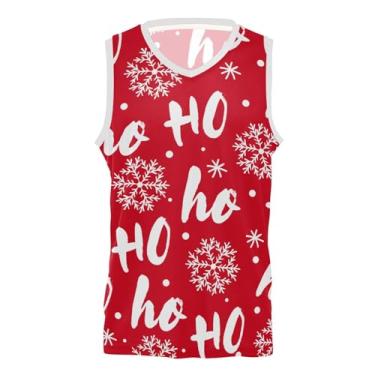 Imagem de KLL Merry Christmas Snowflake Red Hoho Camiseta de basquete atlética masculina uniforme de uniforme de basquete confortável edição cidade para, Merry Christmas, floco de neve, vermelho Hoho, GG