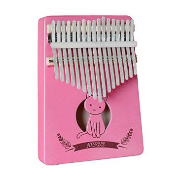 Imagem de Piano de dedo 17 teclas série rosa Kalimba instrumento de polegar, piano de dedo de polegar de bolso, piano Mbira para amantes de música, com martelo de afinação (18 cm x 13 cm) rosa 1