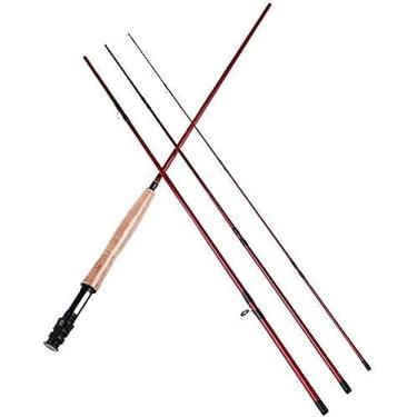 Imagem de Vara de pesca com mosca de alto desempenho, 4 peças, ação rápida, fibra de carbono im8, vara de pesca com mosca, para pesca em água doce-preta. Vara de pesca e molinete, vermelho