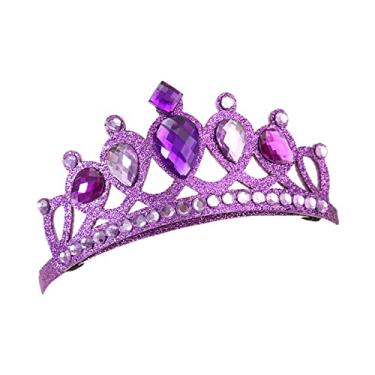 Imagem de Muloo Faixa de cabelo Shiny-Crown para crianças, faixa de cabelo para crianças, nova festa, argola de cabelo, joias, decoração de festa de aniversário, coroa brilhante, faixa de cabelo roxa