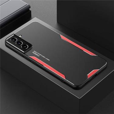 Imagem de Capa traseira de telefone combinada de metal TPU para Samsung Galaxy S22 S20 S10 S9 S8 S21 Plus Ultra FE Note 20 8 9 10 Ultra A53 A52, vermelha, para S21 Ultra