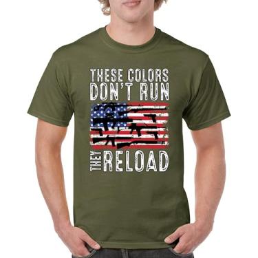 Imagem de Camiseta masculina These Colors Don't Run They Reload 2nd Amendment 2A Second Right American Flag Don't Tread on Me, Verde militar, M