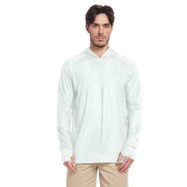 Imagem de Camisa de sol branca creme menta masculina manga longa secagem rápida FPS 50 + camisas masculinas Rash Guard para homens UV, MintCream, GG