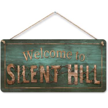 Imagem de flinelife Placa Welcome to Silent Hill, 30 x 15, placa de filme de terror, placa de grinalda para uso interno e externo
