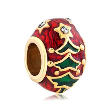 Imagem de MiWangLing Berloque de Natal Elfo Veado Gengibre Homem Pinguim Doce Doce Pingente para Pulseira Pandora Presente de Natal, Metal Strass Cristal Metal esmalte Strass cristal, Base