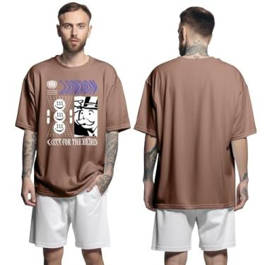 Imagem de Camisa Camiseta Oversized Streetwear Genuine Grit Masculina Larga 100% Algodão 30.1 London - Marrom - G