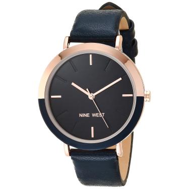 Imagem de Nine West Relógio feminino com pulseira, Azul marinho/ouro rosa, NW/2346RGNV