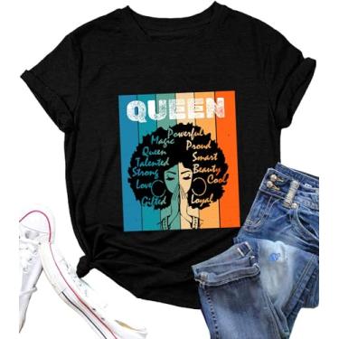 Imagem de Camiseta feminina Black Girls Magic Black Queen Black Mama Melanin Afro Pride Shirt, Preto, M