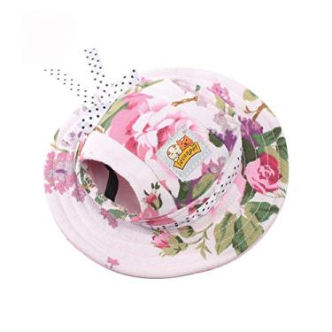 Imagem de Leconpet Chapéu de princesa para cães com alça de pescoço ajustável e confortável para cães pequenos, médios e grandes com proteção solar (M, cor flor)
