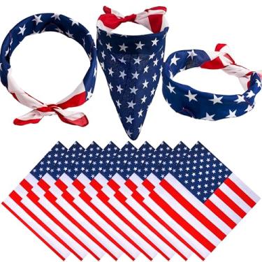 Imagem de JOYIN 6 bandanas patrióticas de 4 de julho, bandanas com bandeira americana para homens e mulheres, bandana de 4 de julho para lembrancinhas de festa, dia da independência, dia do memorial, acessórios