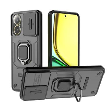 Imagem de Kukoufey Compatível com Realme C67 4G Suporte Shell, com capa de lente de câmera deslizante compatível com Realme C67 4G RMX3890 capa preta