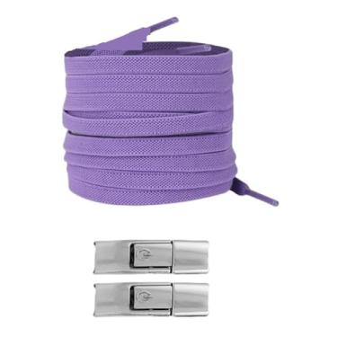 Imagem de Sem Gravata Sapato Cadarços Imprensa Bloqueio Cadarços Sem Laços Elásticos Tênis Crianças Adulto Alargado Cadarço Plano Para Sapatos(Purple)