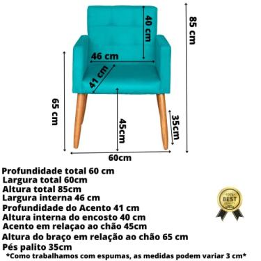 Imagem de Kit 3 Poltronas Cadeira Decorativa reforçada para Recepção Salão Clientes (Tiffany)