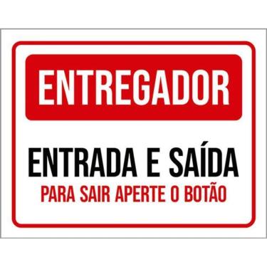 Imagem de Kit 10 Placas Entregador Entrada Saída Aperte Botão