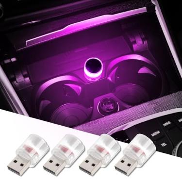 Imagem de Lâmpada LED USB para ambiente interior de carro, luz noturna, mini luz de decoração LED, mini luzes LED USB universais para decoração de carro, mini luz LED USB adequada para carros, quartos (rosa