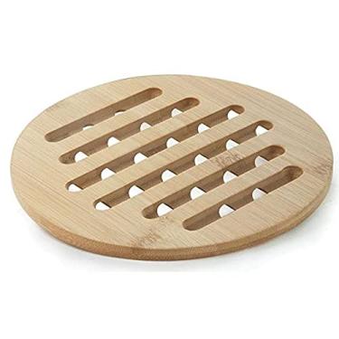 Imagem de Mimo Style Descanso de Panela de Bambu Redondo, Sustentável e Resistente ao Calor para Pratos e Potes Quentes. Material de Qualidade Alimentícia, Multiuso 20cm. Ideal Para Sua Cozinha e Ecológico