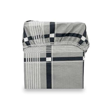 Imagem de Lençol Cama Solteiro C/Elástico Estampado 180 Fios Percal (Xadrez)