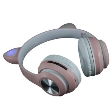 Imagem de Fone Bluetooth Sem Fio Headphone Gatinho com Microfone Embutido Para Música ou Gamer (Rosa)