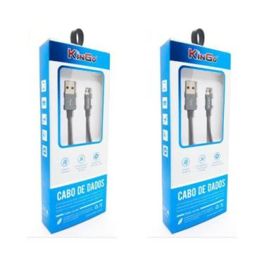 Imagem de Kit 2 Cabo Metal Usb Kingo 1M 2.1A Para Galaxy A10S