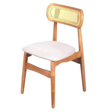 Imagem de Cadeira Rainer Or Design Estrutura Madeira Clara Encosto Palha Natural Assento Estofado Tecido Cinza