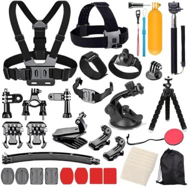 Imagem de TANSUO Kit de acessórios de câmera de ação para GoPro Hero 11 10 9 8 Max 7 6 5 4 preto GoPro 2018 Session Fusion Silver White Insta360 DJI SJCAM APEMAN AKASO e outras câmeras (28 em 1)