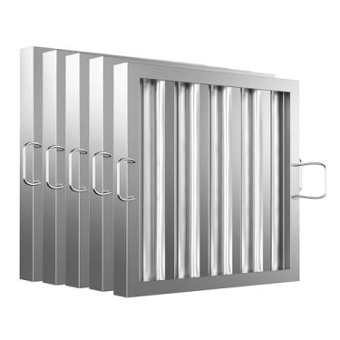 Imagem de Filtro de exaustor de cozinha comercial de aço inoxidável, filtro de graxa para exaustores de restaurante, listado UL/NSF, 39 cm L x 39 cm A 4 filtros de exaustor (pacote com 5)