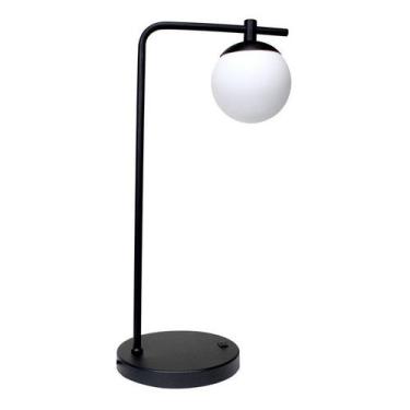 Imagem de Luminária De Mesa Globe Com Vidro Branco Fosco + Lâmpada LED - I9LED, 