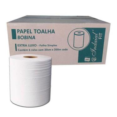 Imagem de Papel toalha bobina 100% celulose 20cm x 200m - 6 rolos indaial fit