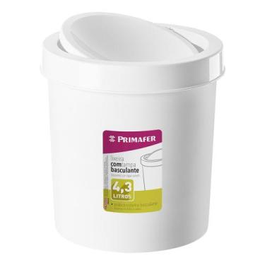 Imagem de Lixeira basculante 4,3l plastico reforçado branco pr1017-2 primafer