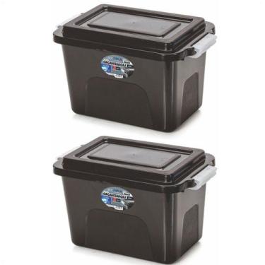 Imagem de Kit 2 Caixas Organizadoras Alta Black 8 L C/ Tampa e Trava - Ercaplast