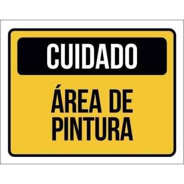 Imagem de Placa De Sinalização - Cuidado Área De Pintura 36X46 - Sinalizo
