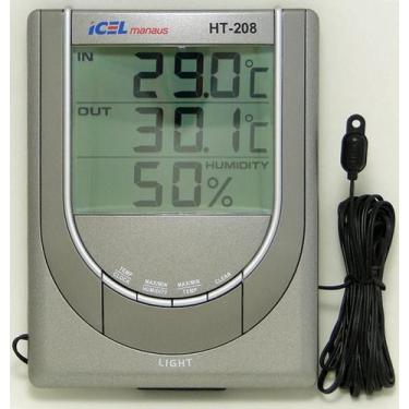 Imagem de Termohigrômetro c/ Sensor Externo HT-208 - Registro Min/Máx - Icel