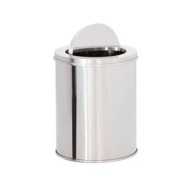 Imagem de LIXEIRA DE AÇO INOX 16X23 05 LITROS Com Tampa Meia Esfera - JJ Comérci