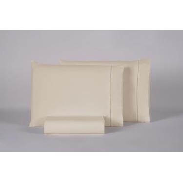 Imagem de Jogo de Lençol de Cima 03 Peças Ponto Palito Algodão Percal 180 Fios Diversos Tamanhos (Palha, Solteiro 02 Peças)