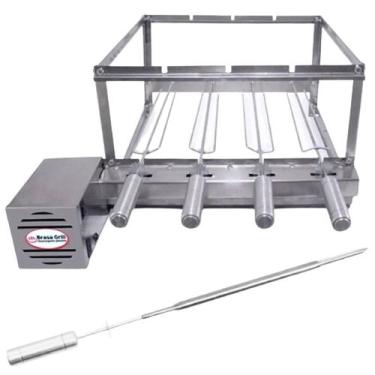 Imagem de Brasa Grill Tradicional Gira 4 Espetos Churrasqueira Elétrica Giratóri