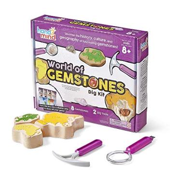 Imagem de Learning Resources Kit de escavação World of Gemstones para crianças de 8 a 12 anos, kit de ciência infantil com pedras preciosas reais e guia cheio de fatos