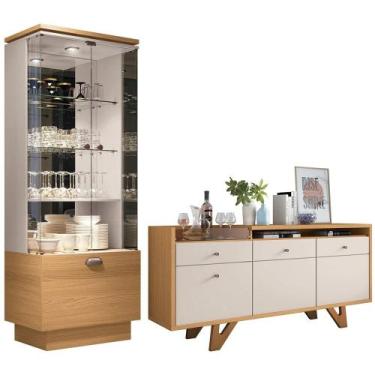 Imagem de Cristaleira Aruan e Buffet Ellora H01 Off White/Cinamomo - Mpozenato, 