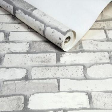 Imagem de Papel De Parede Magnific Tijolinho A Vista 3D Branco/Cinza Vinílico Ro