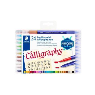 Imagem de Caneta Hidrocor Staedtler Calligraphy Ponta Dupla 24 Cores, 3005 TB 24