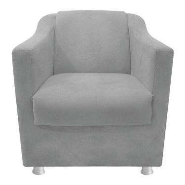 Imagem de kit 04 Poltronas Decorativas Babel Sala de Estar Recepção Suede Cinza 