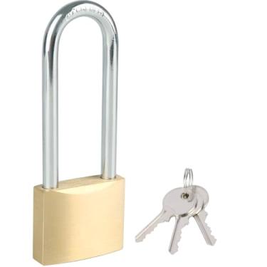 Imagem de Cadeado de latão sólido com 3 chaves, trava de armário de 7 cm de comprimento, cadeado de 1-9/16" (40 mm) de largura cadeado à prova de intempéries para galpões, unidade de armazenamento, armário de