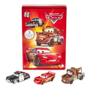 Imagem de Disney and Pixar Cars Toys, Radiator Springs 3-Pack with Lightning McQueen, Mater and Sheriff Die-Cast Toy Cars [Amazon Exclusive]