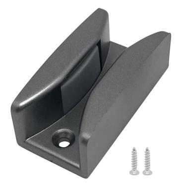 Imagem de 1 bloco anticolisão de portas deslizantes de chuveiro, 60 mm de largura, guia lateral de bloco de porta de vidro sem moldura, com parafusos, para porta de vidro de 8 mm (tipo: ângulo reto/cinza