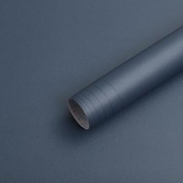 Imagem de HeloHo Papel de parede azul sólido de 395 cm x 15 cm com textura fosca papel de parede autoadesivo removível para contato à prova d'água para decoração de sala de estar e quarto