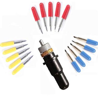 Imagem de 15 peças de lâmina de corte de vinil Roland 30/45/60 graus com suporte de lâmina