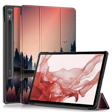 Imagem de Yiernuo Capa para tablet Samsung Galaxy Tab S9 FE 5G 10,9 polegadas/Galaxy Tab S9 11 polegadas 2023, capa fina e leve com três dobras para PC com função despertar/hibernar automática, crepúsculo